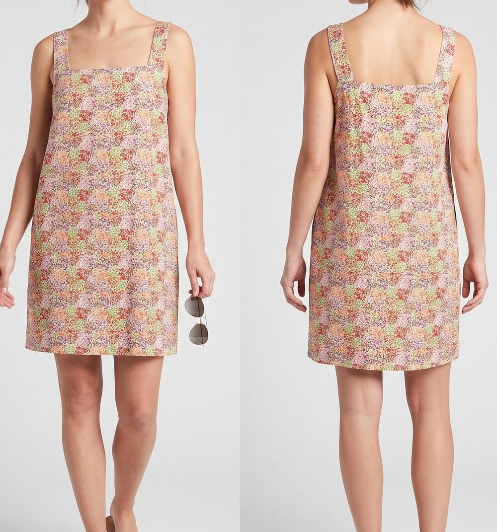 Lauren Conrad M Dress NEW NWT Pink Ditzy Floral Sleeveless Rayon Linen Cotton